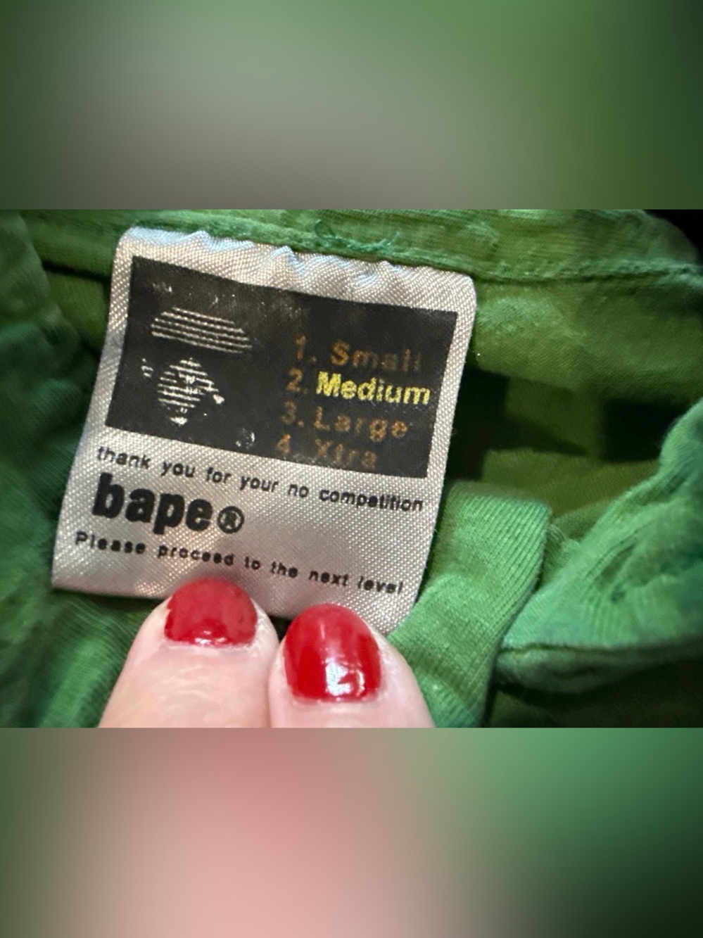 Vintage BAPE A Bathing Ape Green Graphic Polo Shirt with BapeBoy 85 - Picture 6 of 7